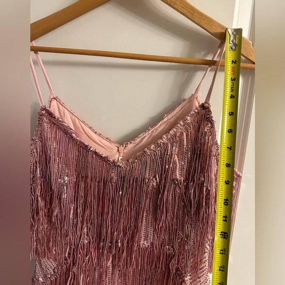 Women’s pink sequin fringe & feather party dress. Great condition. Barbi… - Picture 6 of 8